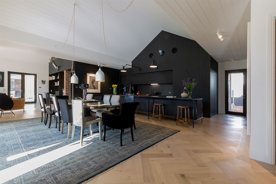 Entrance hinged glass door and French doors